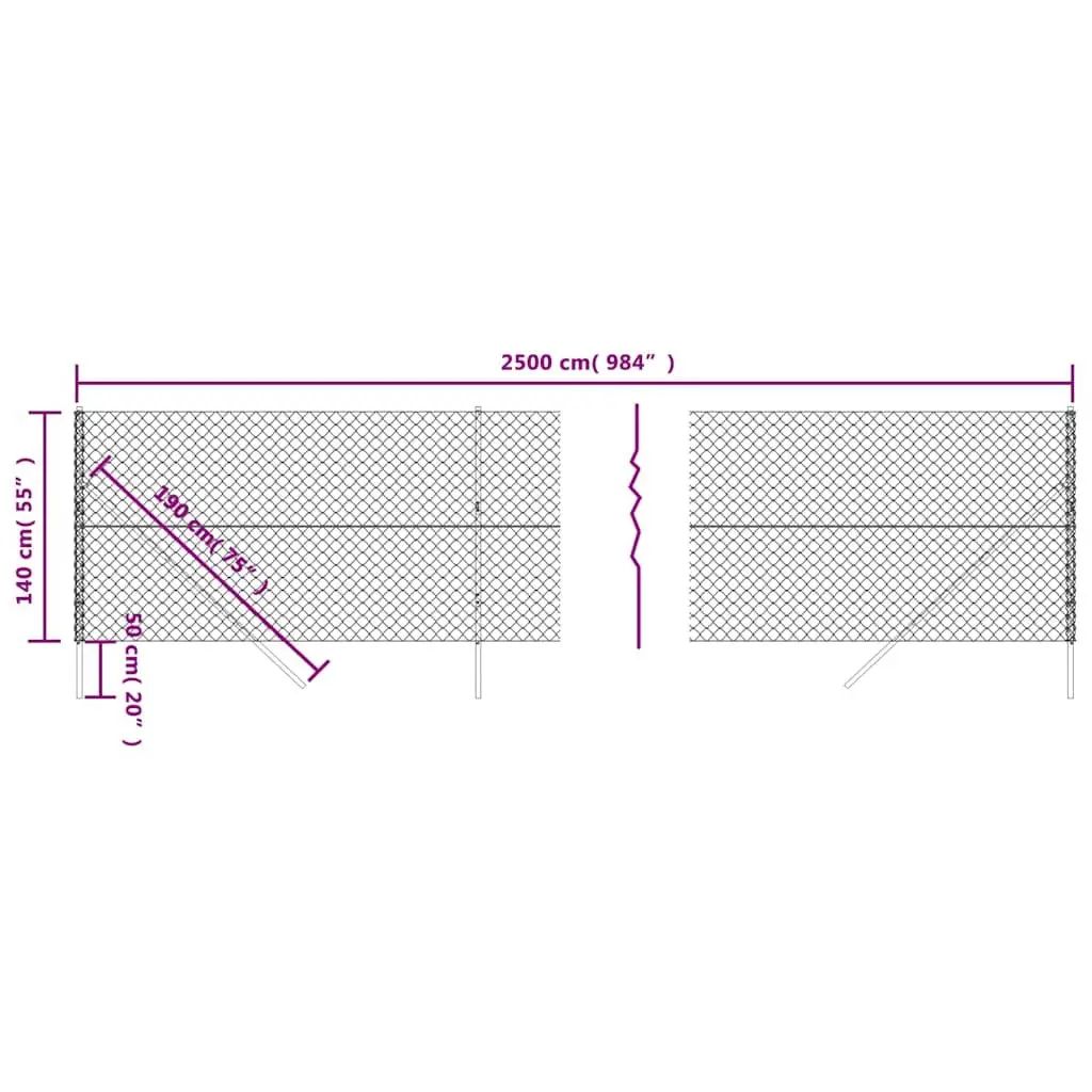 Chain Link Fence Panel Durable Steel Green 1.4x25m Outdoor Animal Enclosure Barrier
