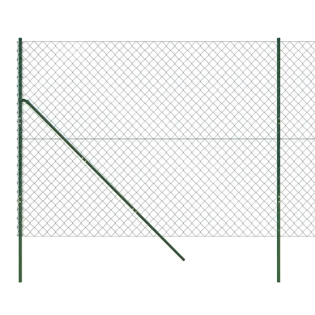Chain Link Fence Green Steel Wire Mesh 1.6x25m Garden Property Enclosure