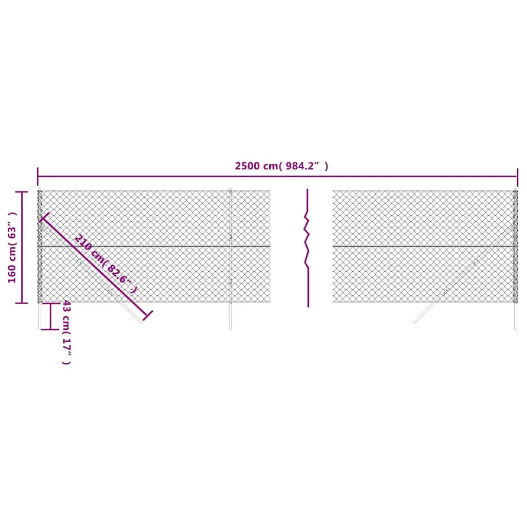 Chain Link Fence Green Steel Wire Mesh 1.6x25m Garden Property Enclosure