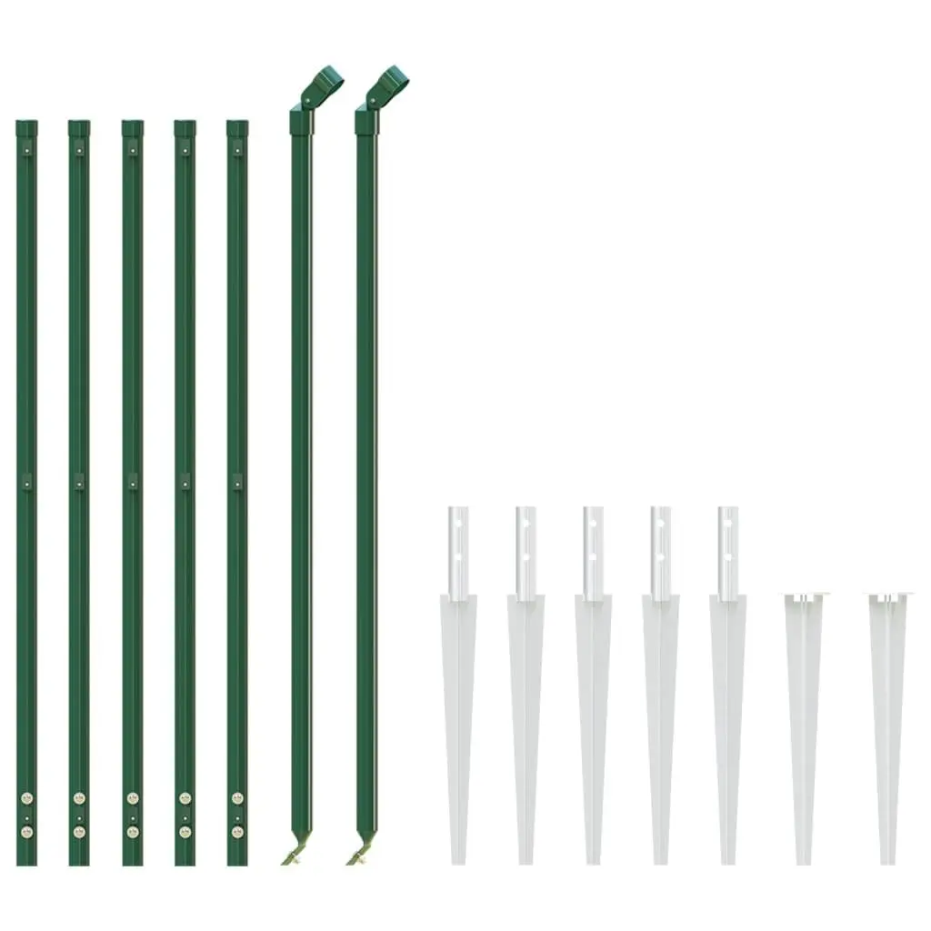 Chain Link Fence Panel Green 0.8x10m Spike Anchors Durable Outdoor Barrier
