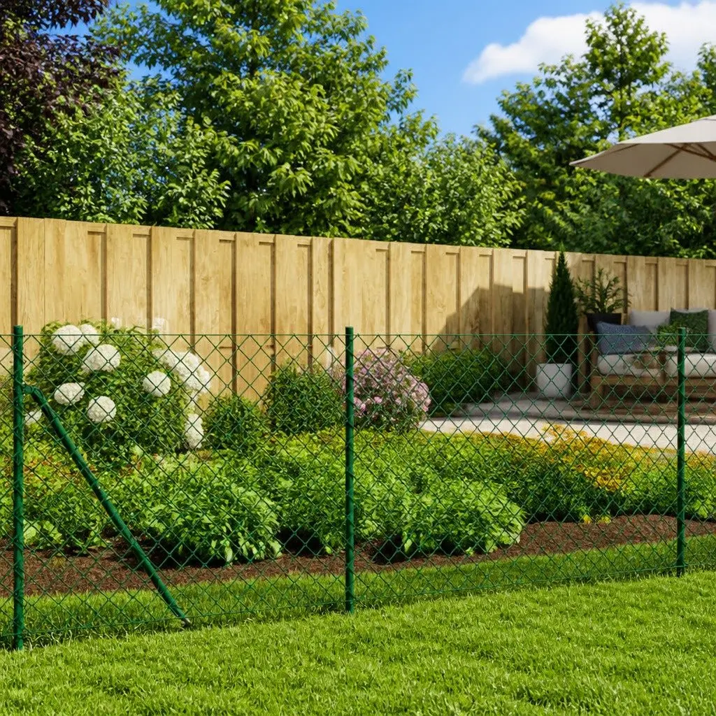 Chain Link Fence Green Steel 1x10m Outdoor Garden Barrier Enclosure