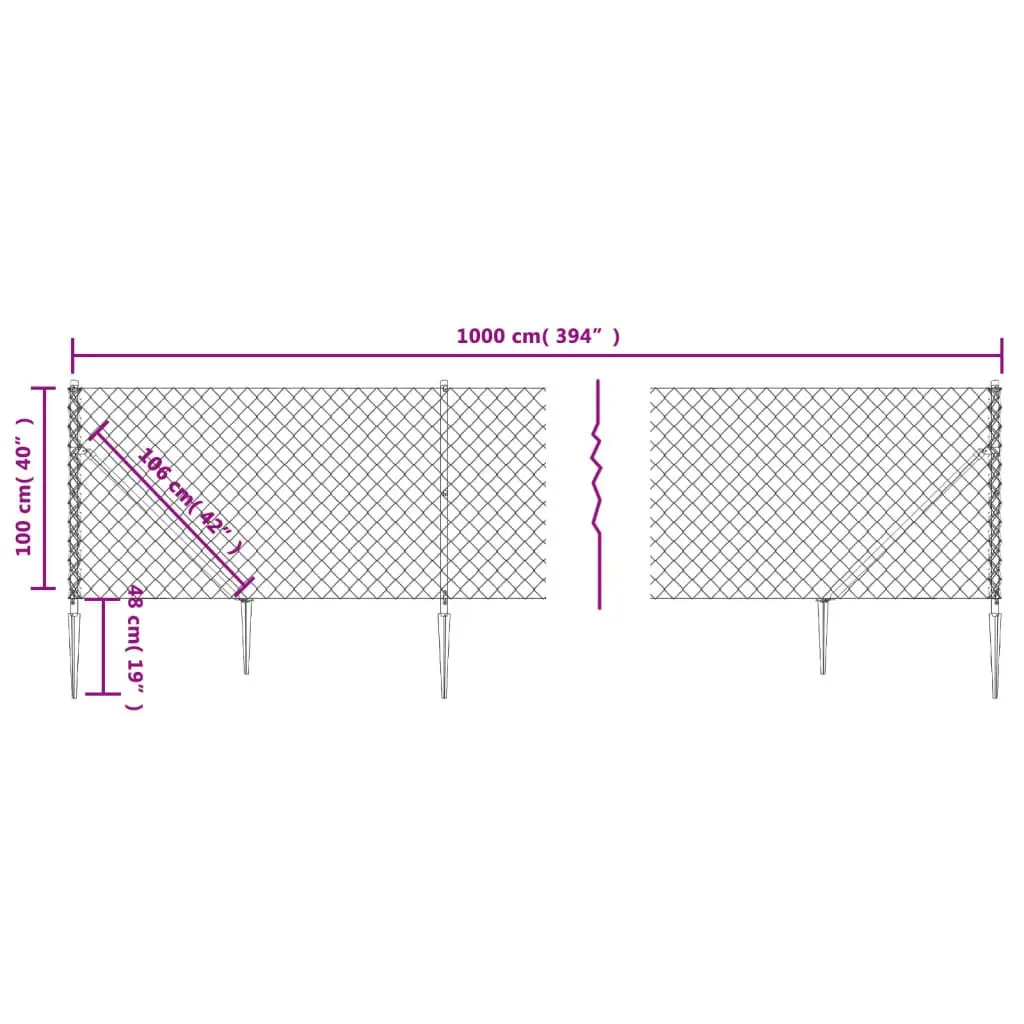 Chain Link Fence Green Steel 1x10m Outdoor Garden Barrier Enclosure
