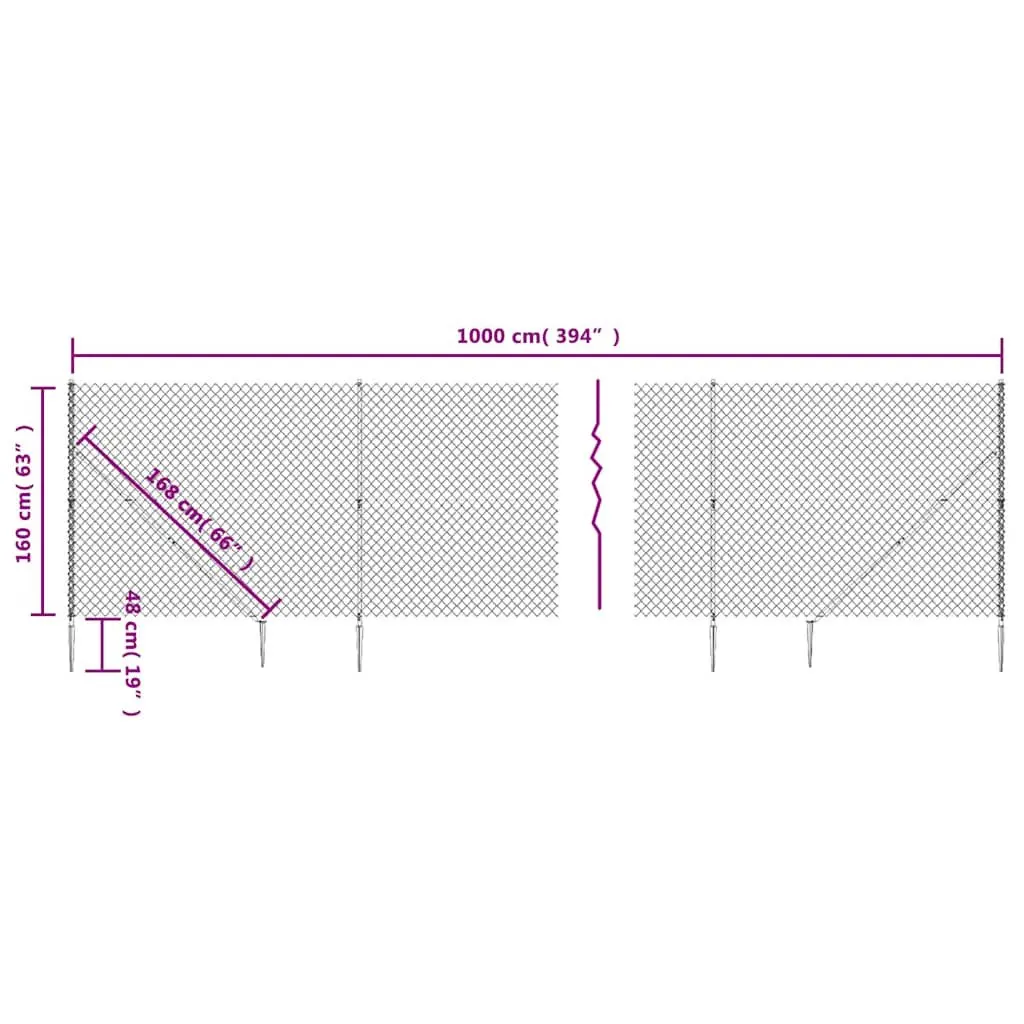 Chain Link Fence Panel Steel Green 1.6x10m Durable with Spike Anchors for Secure Barrier Enclosure