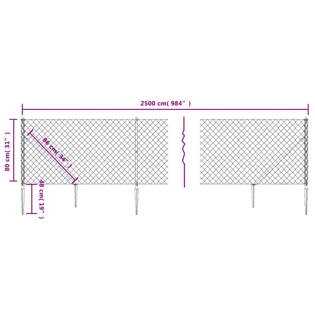 0.8x25m Green Chain Link Fence for Various Uses