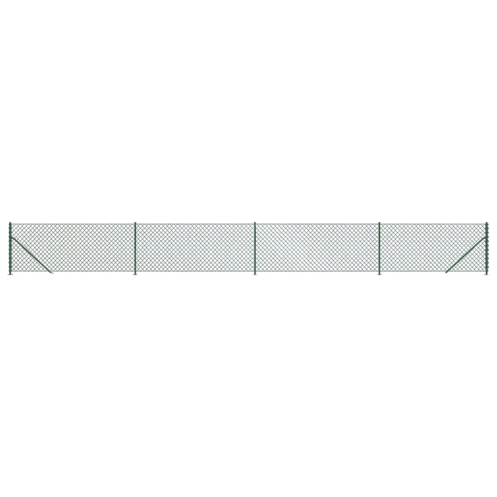 Chain Link Fence Panel Steel Green 1x10m with Floor Flange Outdoor Barrier Enclosure