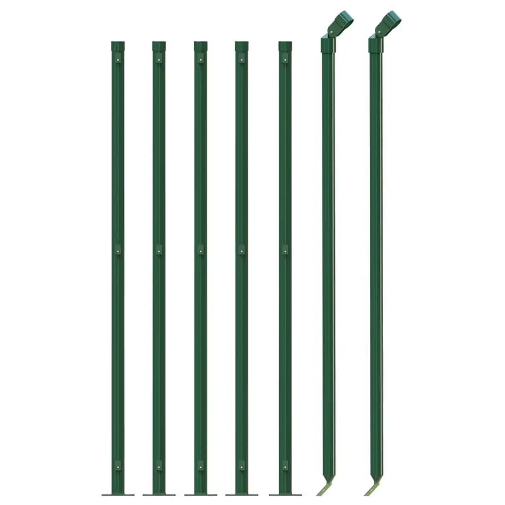 Chain Link Fence Panel Steel Green 1x10m with Floor Flange Outdoor Barrier Enclosure