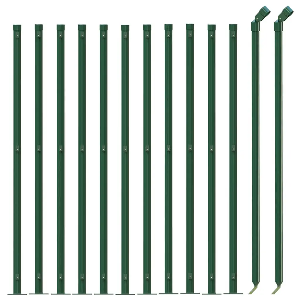 Chain Link Fence Green Galvanised Steel Wire Mesh with Floor Flange 0.8 x 25 m Outdoor Durable Construction