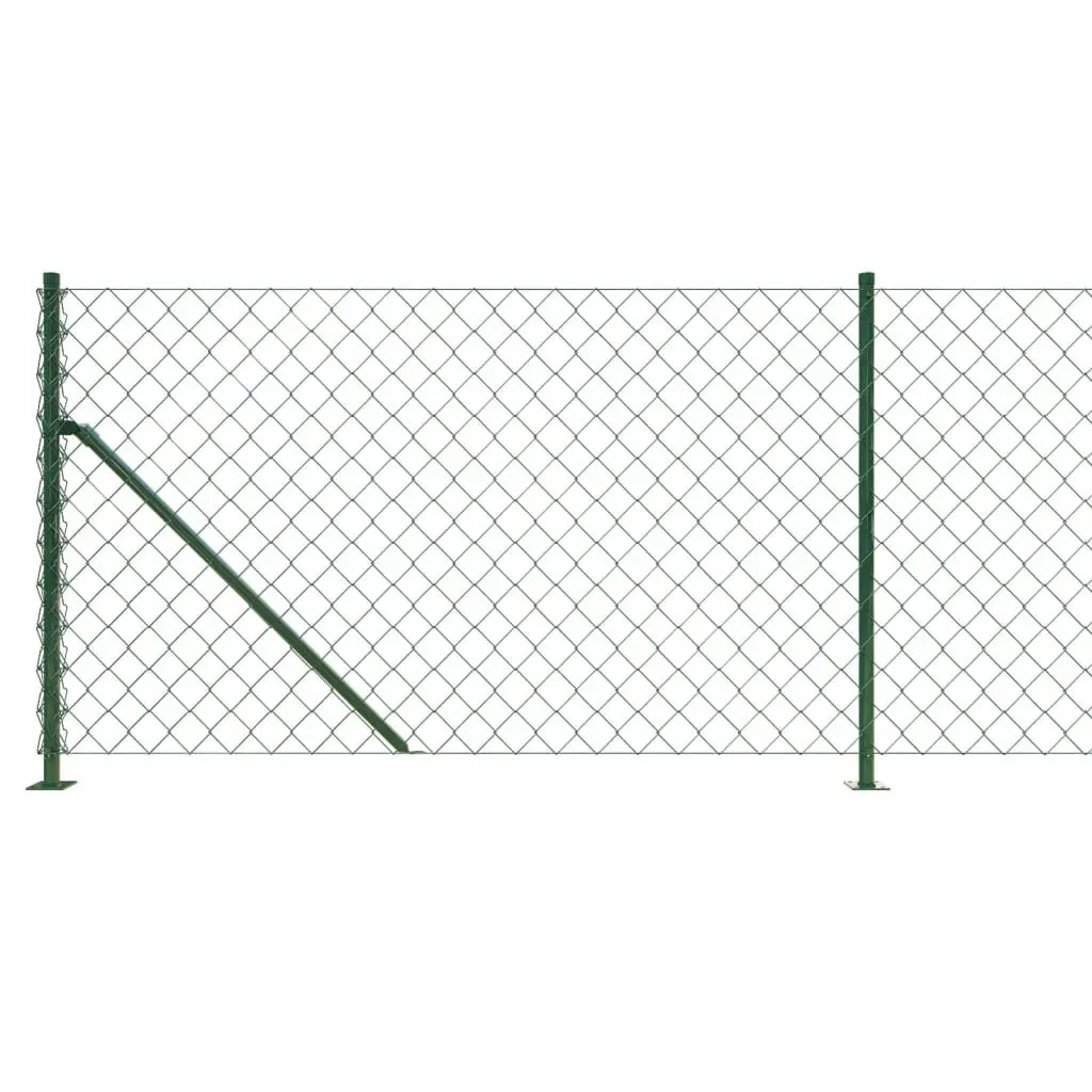 Chain Link Fence Green Galvanised Steel Wire Mesh with Floor Flange 0.8 x 25 m Outdoor Durable Construction