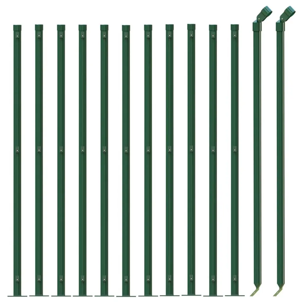 Chain Link Fence Panel 1x25m Green Flange Floor Mount Outdoor Barrier Enclosure