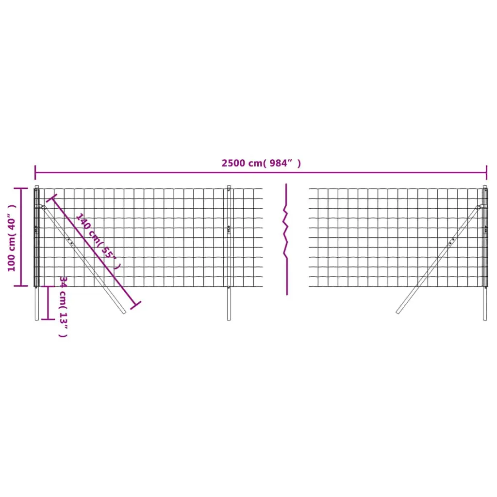 1x25m Green Wire Mesh Fence for Gardens