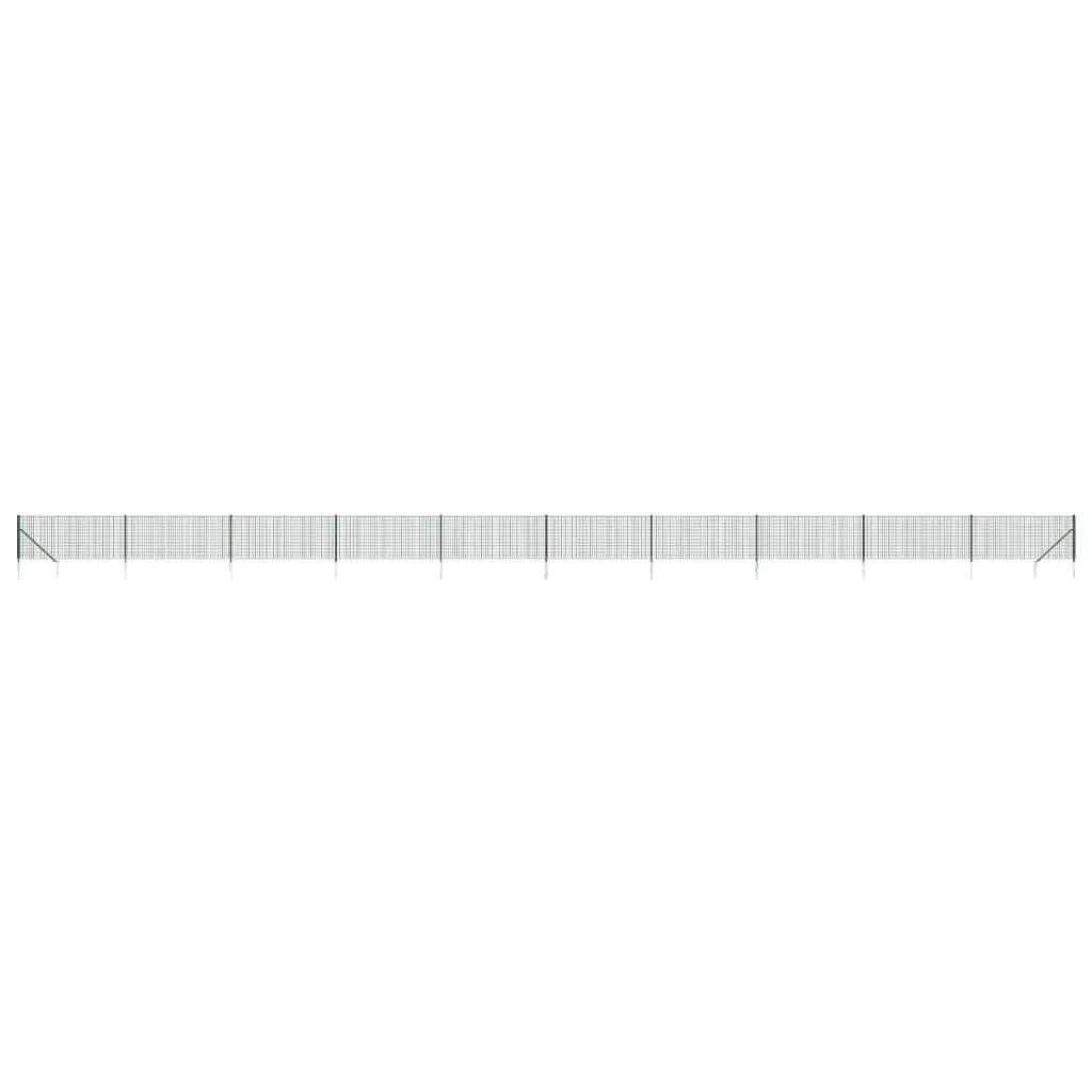 Wire Mesh Fence Galvanised Steel 1x25m Green with Spike Anchors