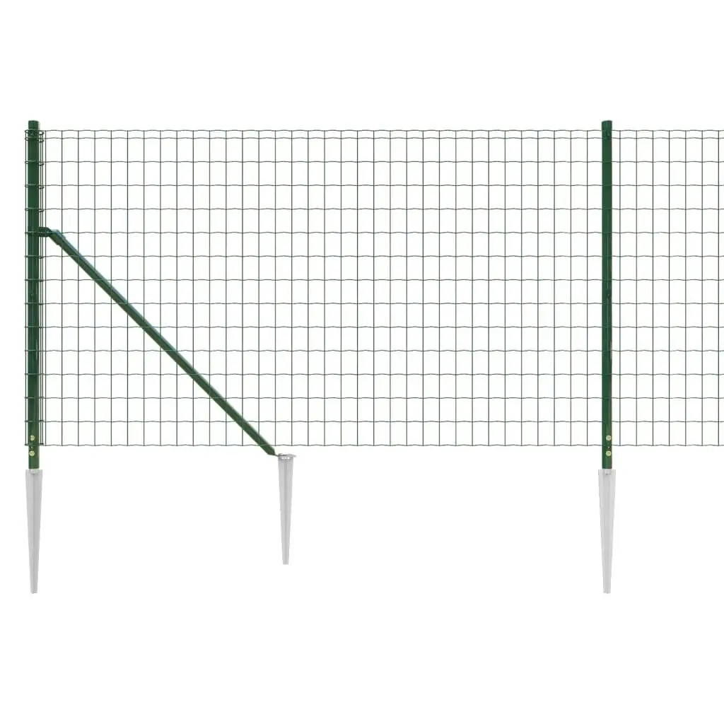 Wire Mesh Fence Galvanised Steel 1x25m Green with Spike Anchors