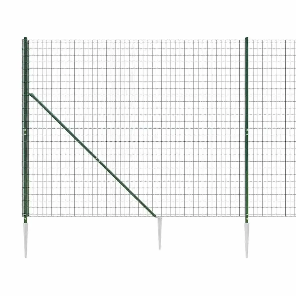 Wire Mesh Fence Steel Green 1.4 x 25m with Spike Anchors