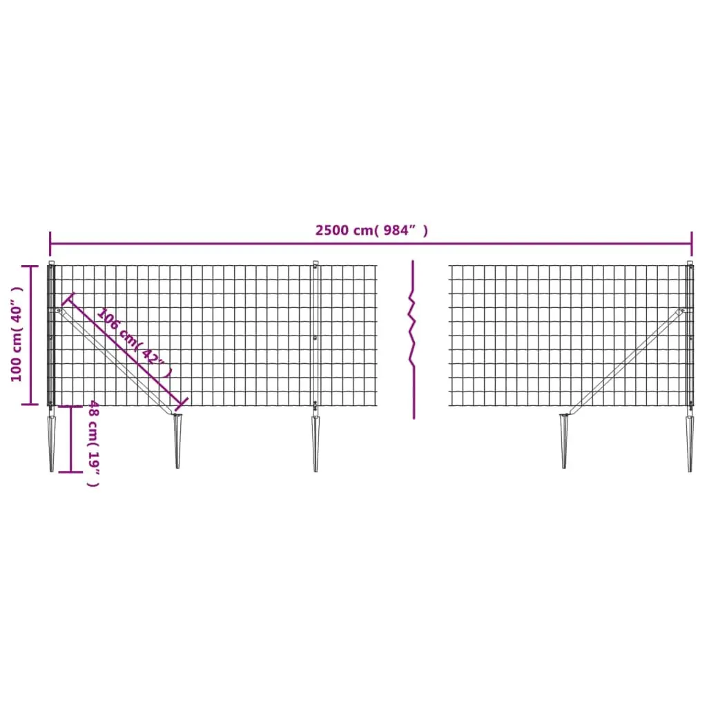 Wire Mesh Fence Panel Steel Green 1x25m