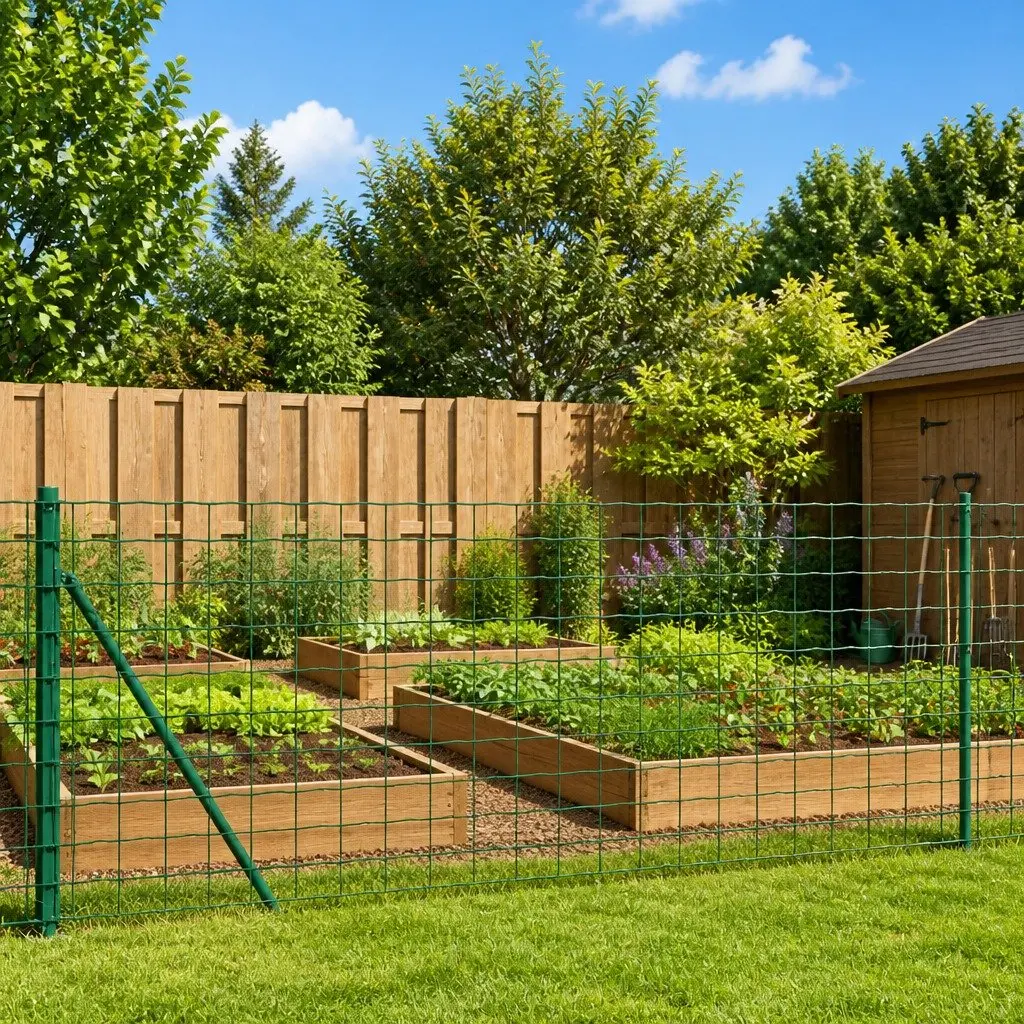 Wire Mesh Fence with Spike Anchors Galvanised Steel 1x25m Green