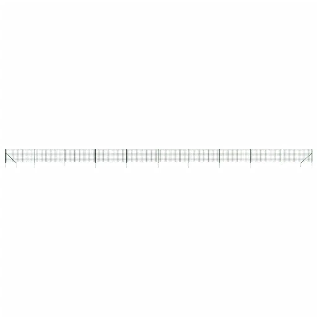 Wire Mesh Fence with Spike Anchors Galvanised Steel 1x25m Green