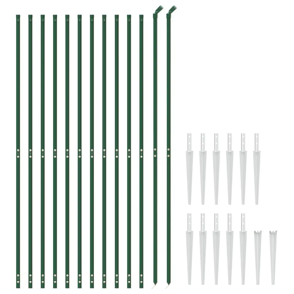 Wire Mesh Fence Green Steel 1.6 x 25 m with Spike Anchors