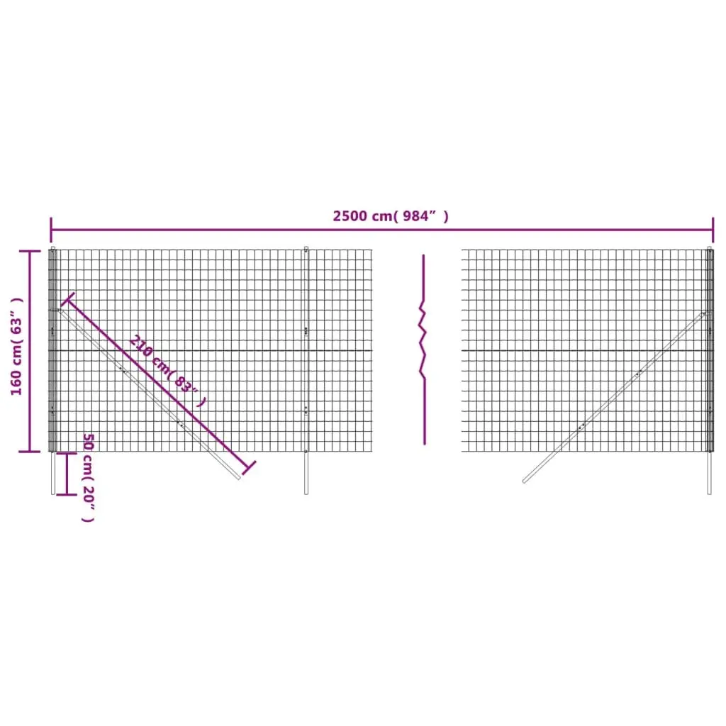Wire Mesh Fence Panel Anthracite Galvanised Steel Garden Barrier Enclosure