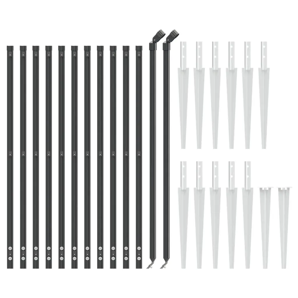 Wire Mesh Fence Panel Anthracite Spike Anchors 1x25m Steel Construction Garden Barrier