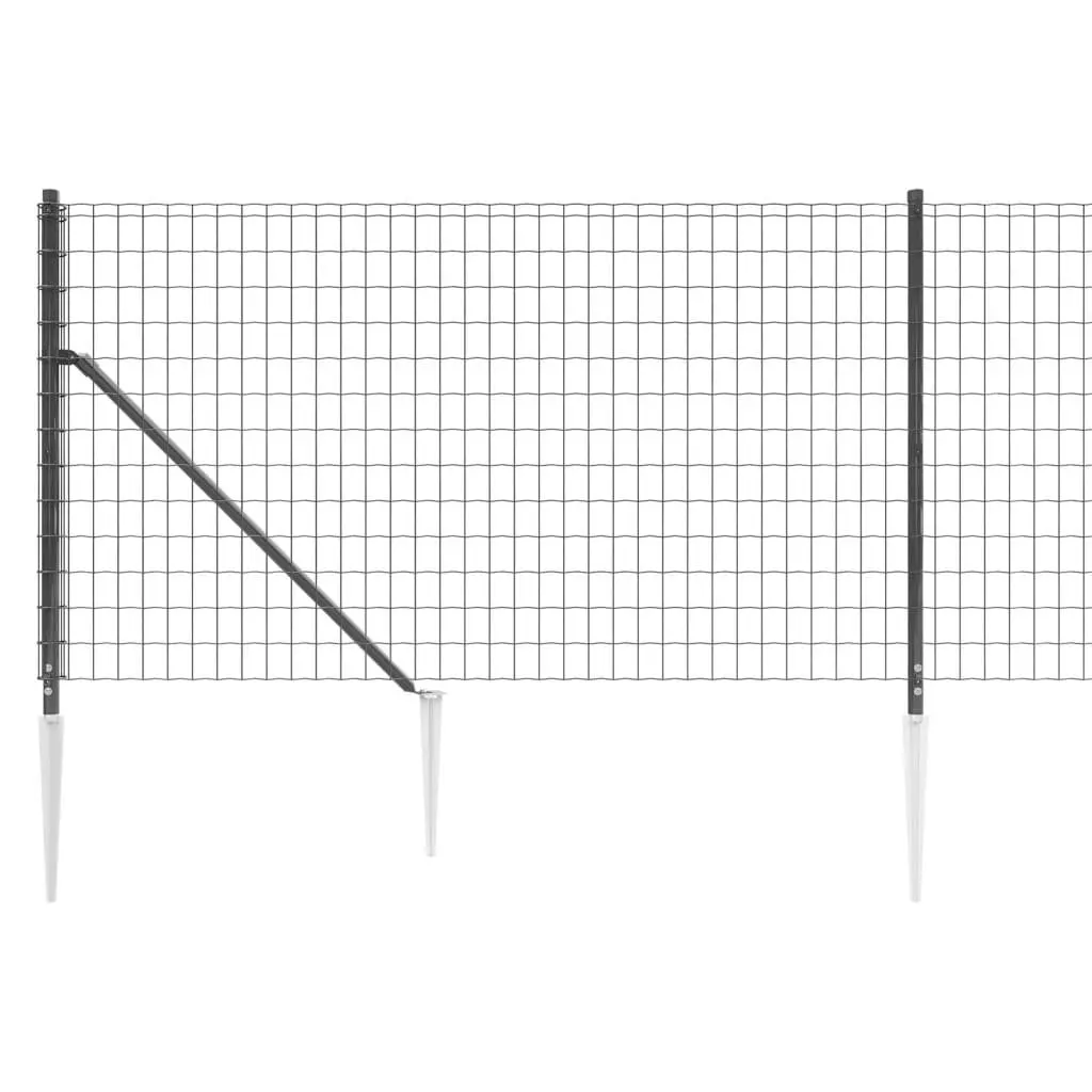 Wire Mesh Fence Panel Anthracite Spike Anchors 1x25m Steel Construction Garden Barrier