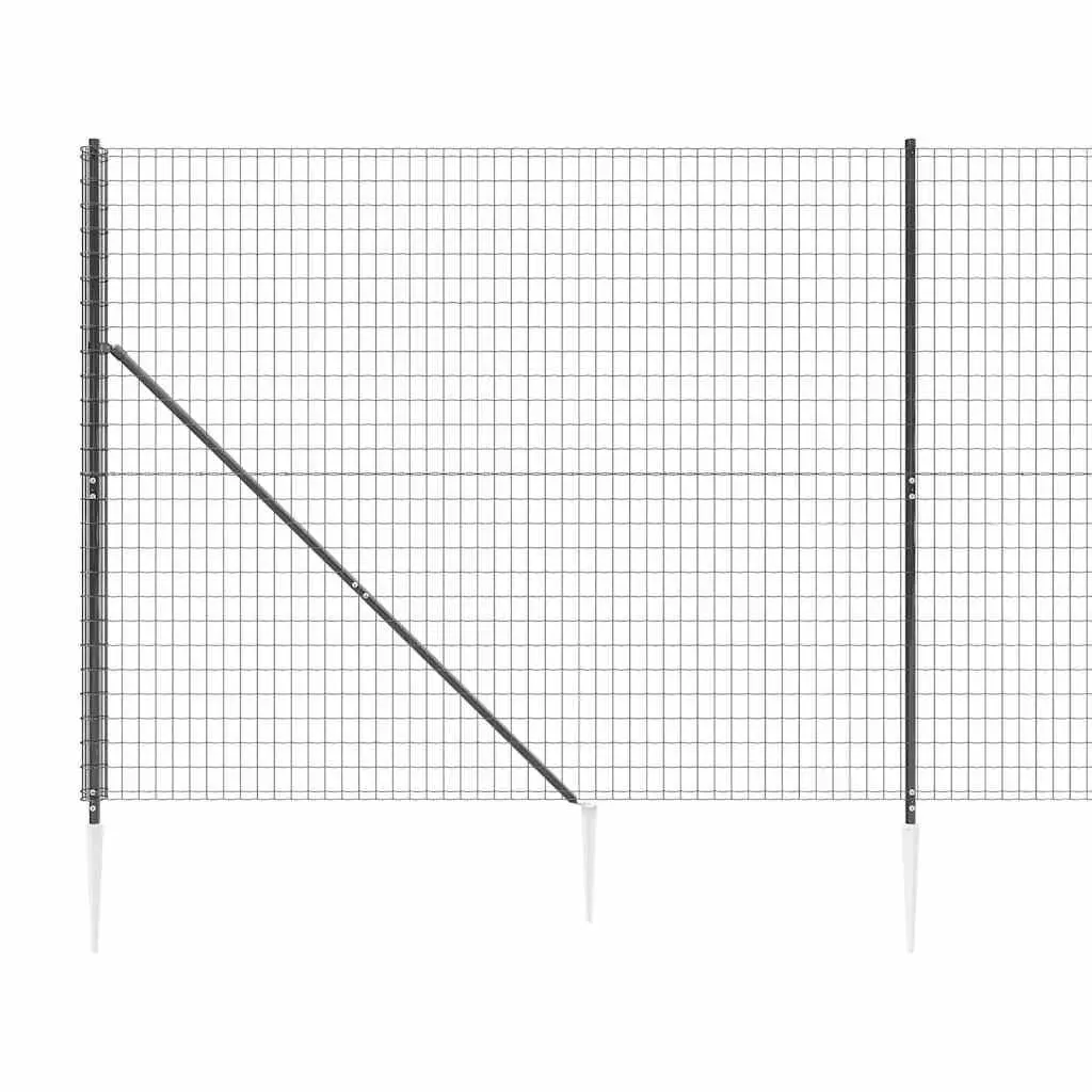 Wire Mesh Fence Steel Anthracite 1.4m x 25m Panel with Spike Anchors