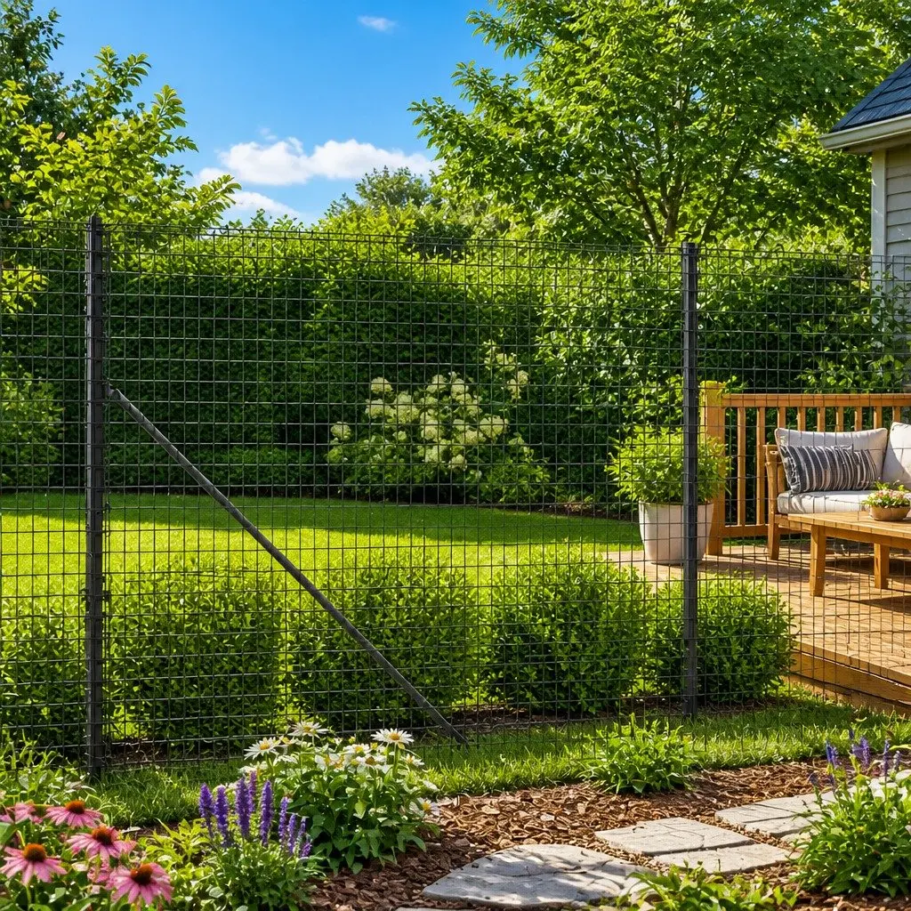 Garden Barrier Wire Mesh Fence Panel Anthracite Durable Steel Construction 1.6m x 25m with Spike Anchors