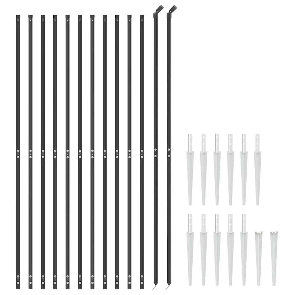 Garden Barrier Wire Mesh Fence Panel Anthracite Durable Steel Construction 1.6m x 25m with Spike Anchors