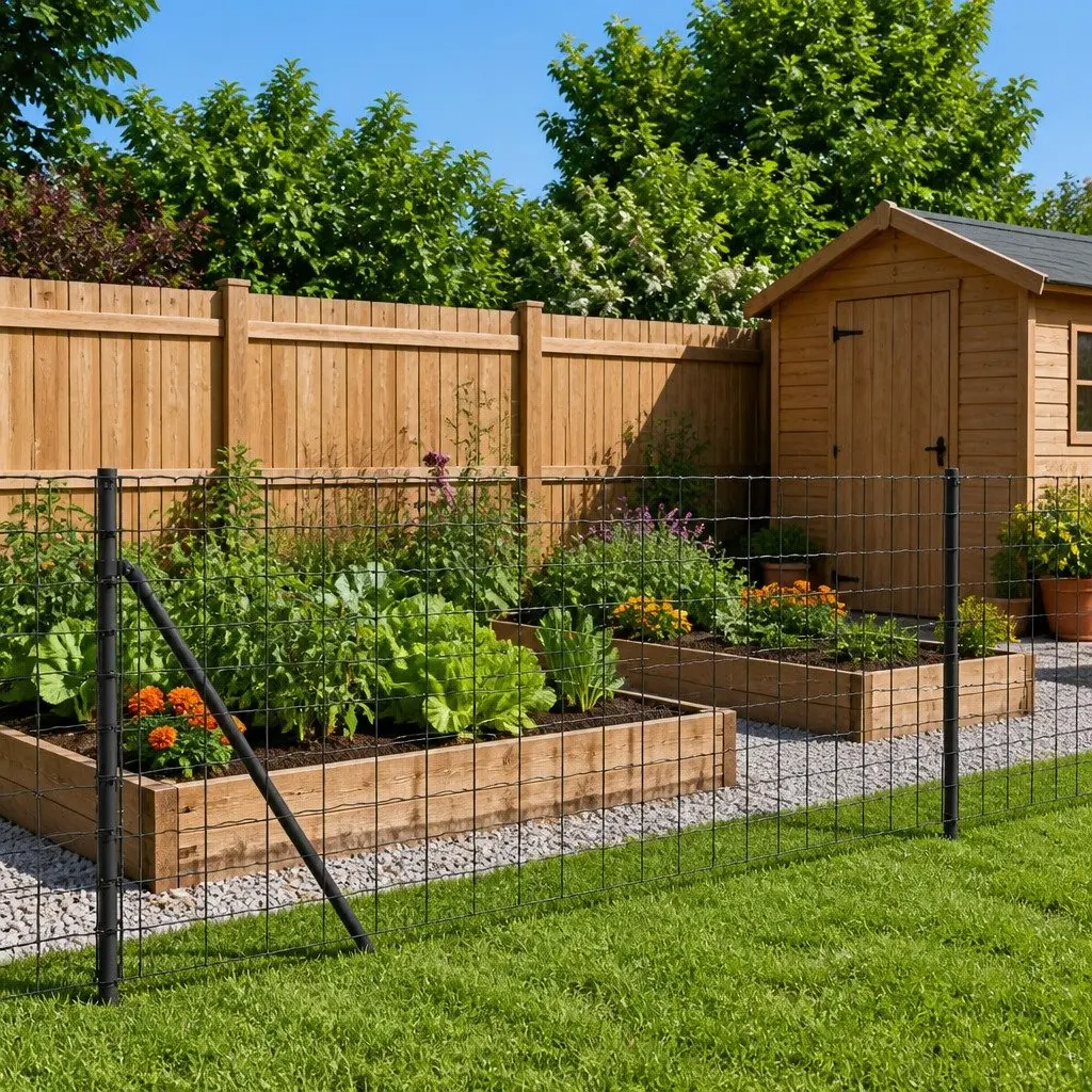 Wire Mesh Panel Anthracite 1x25m Steel Construction with PVC Coating and Spike Anchors Garden Barrier