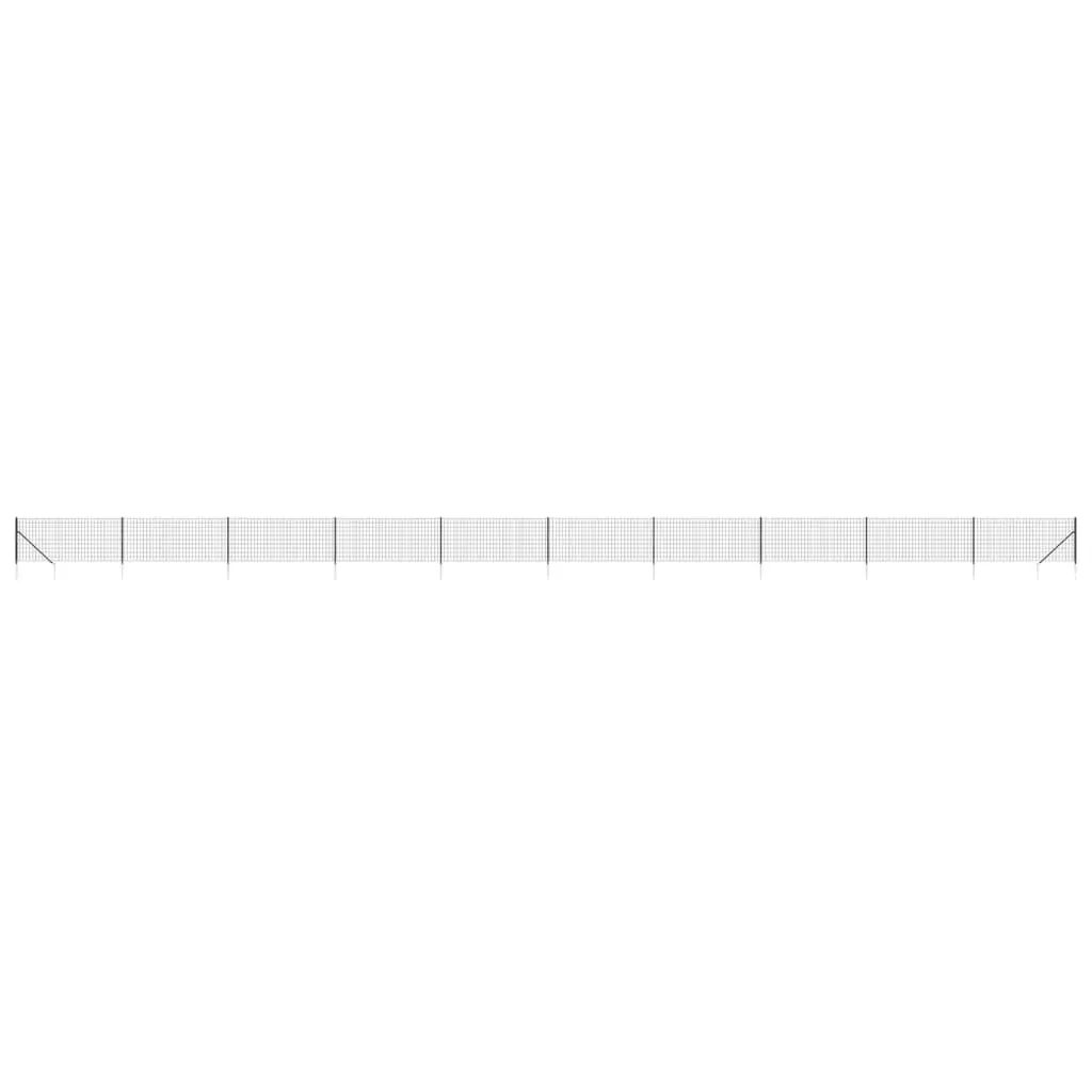 Wire Mesh Panel Anthracite 1x25m Steel Construction with PVC Coating and Spike Anchors Garden Barrier