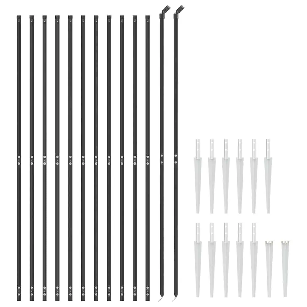 Wire Mesh Fence Panels Anthracite Steel 1.6m x 25m with Spike Anchors for Garden Enclosure