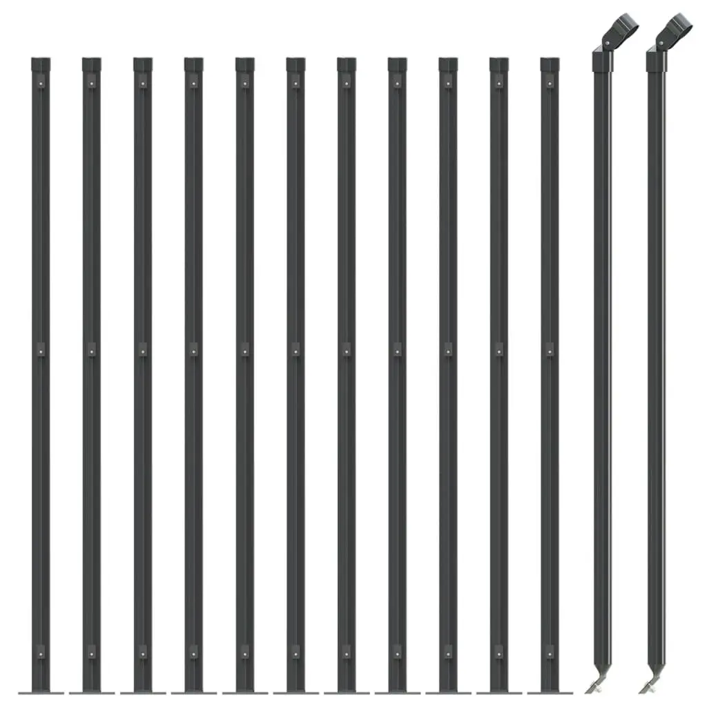 Wire Mesh Fence Panel Anthracite 1x25m Steel with Flange Durable PVC Coated Garden Barrier