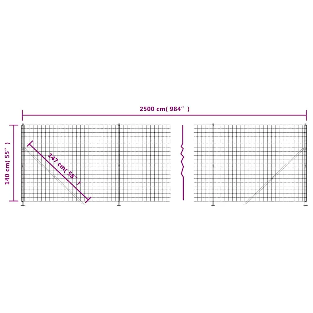 Wire Mesh Fence Panel with Flange Anthracite Garden Barrier Property Enclosure