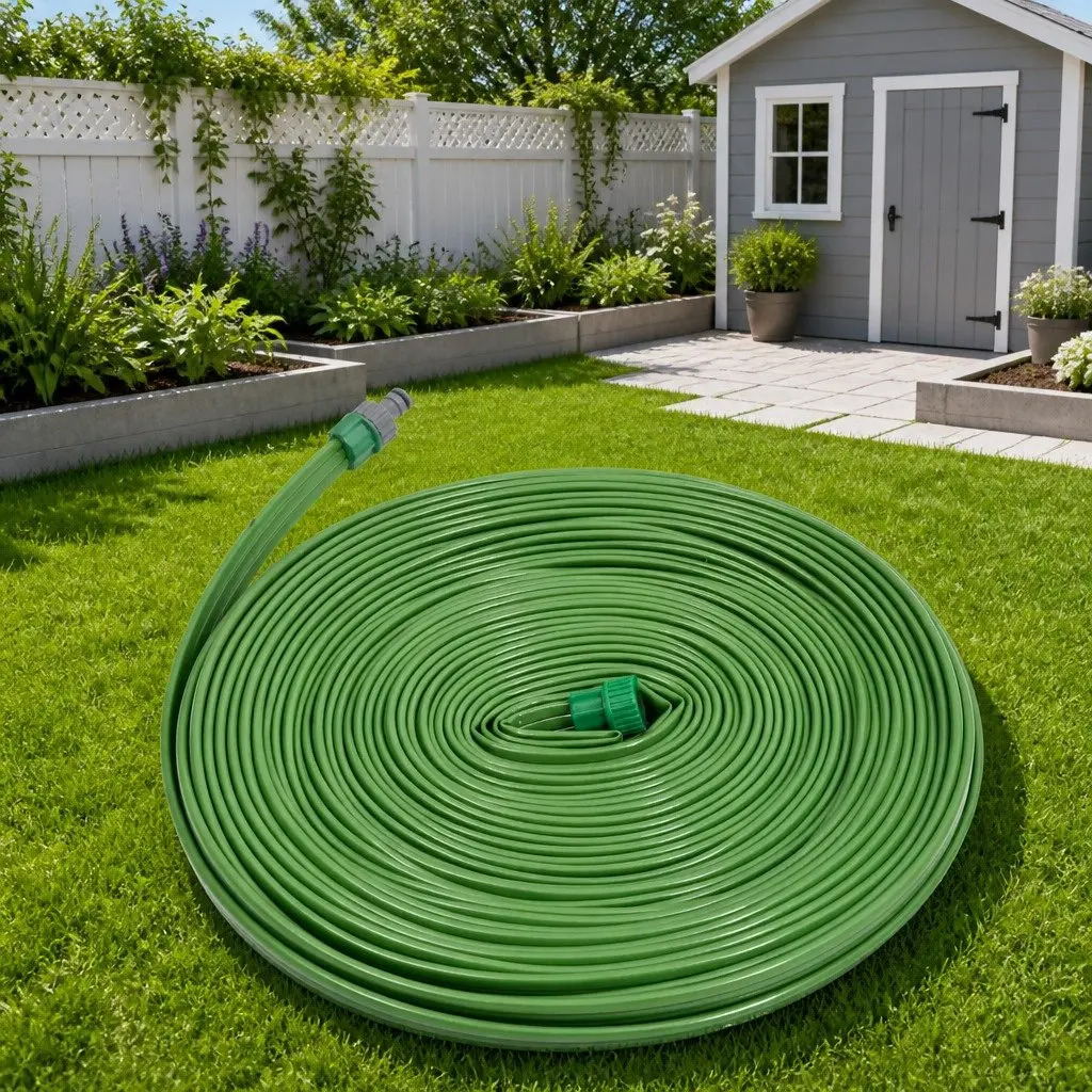 3-Tube Sprinkler Hose Garden Watering Irrigation 15m Green PVC Flexible Hose