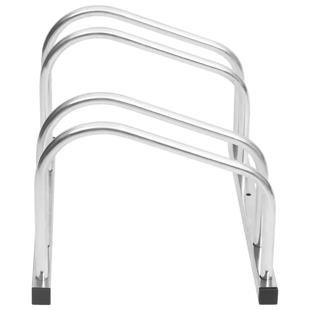 Bike Rack Galvanised Steel Ground Storage Stand for 2 Bicycles Silver