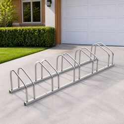 Bike Rack for 5 Bicycles Galvanised Steel Floor Stand Storage Garage Garden