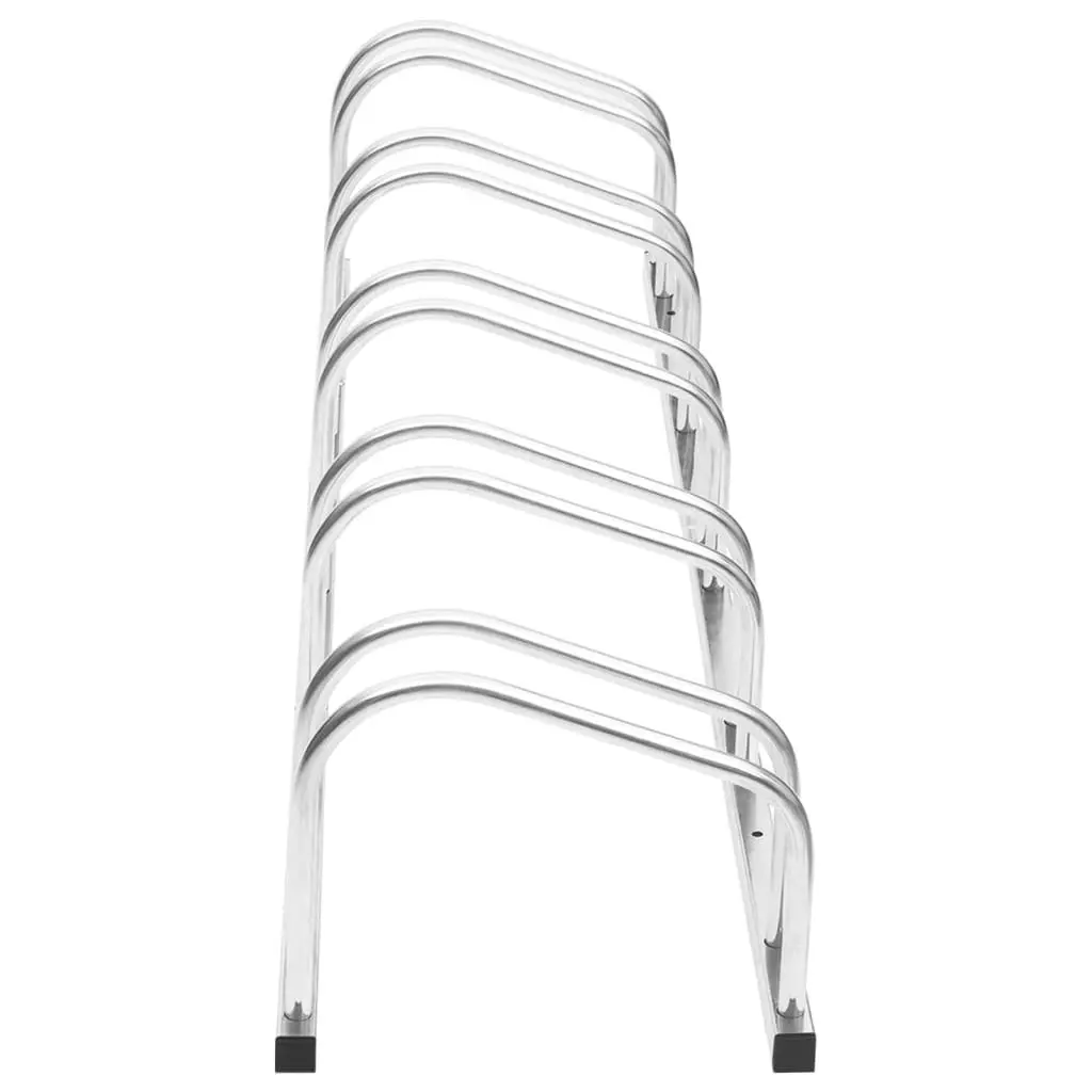 Bike Rack Galvanised Steel Floor Stand Storage 5 Bicycles Silver