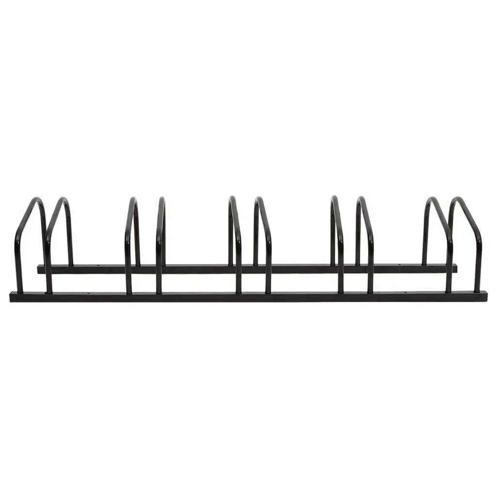 5 Bike Rack Floor Standing Black Steel Bicycle Storage Organizer for Garage Garden
