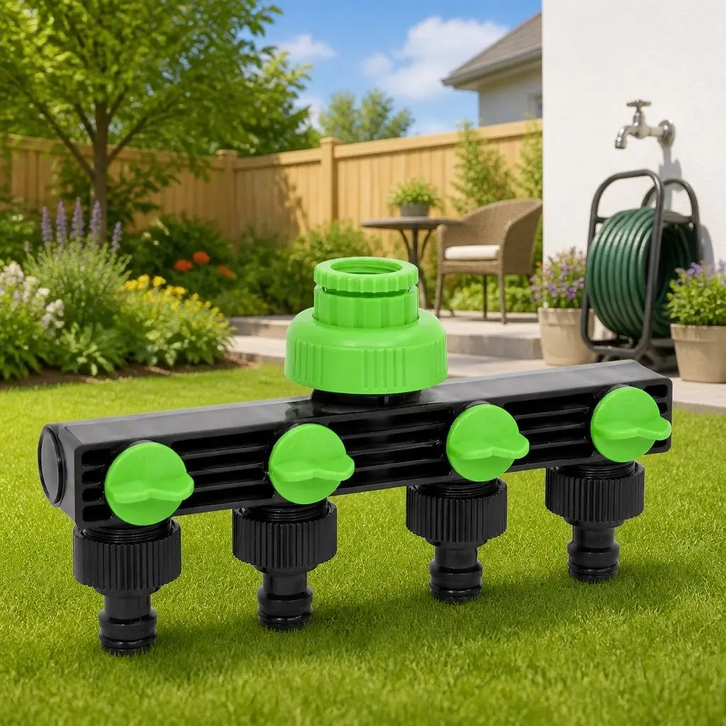 4-Way Tap Adaptor Water Irrigation Connector ABS Green