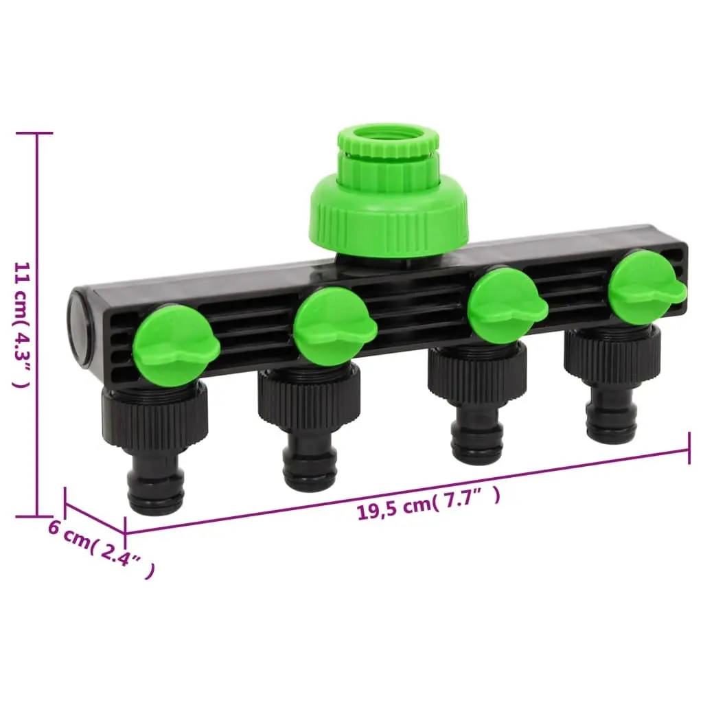 4-Way Tap Adaptor Water Irrigation Connector ABS Green