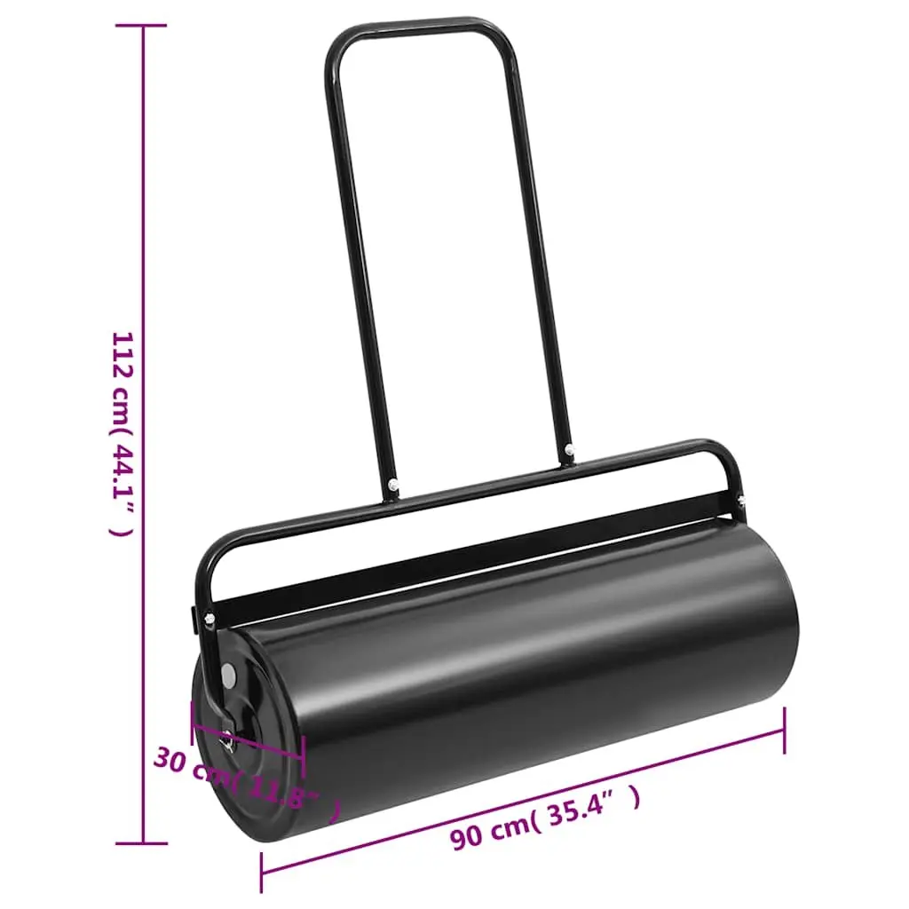 Lawn Roller Iron Steel Garden Tool Black 63L Push Handle Aerator