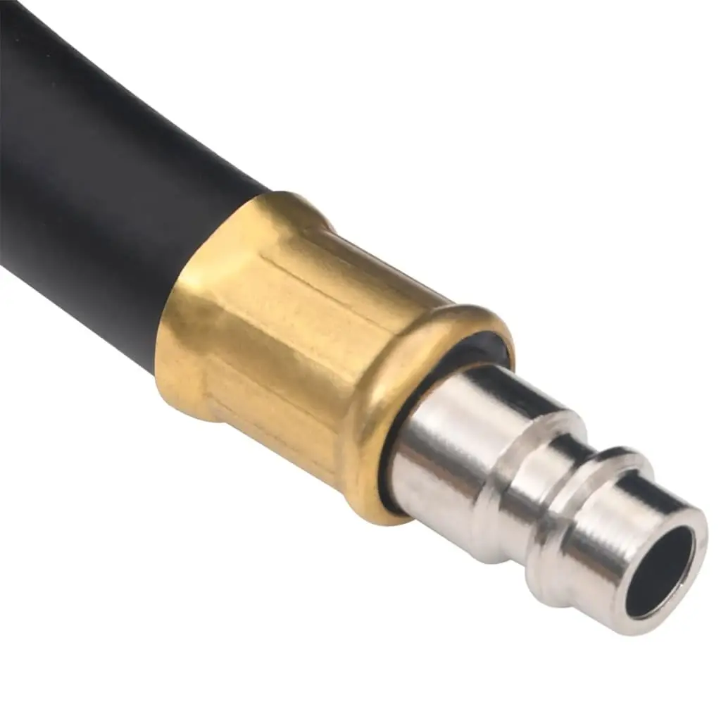 Hybrid Air Hose 2M Flexible Rubber PVC Black 3/8 Inch BSPT Quick Coupler for Pneumatic Tools and Air Compressors