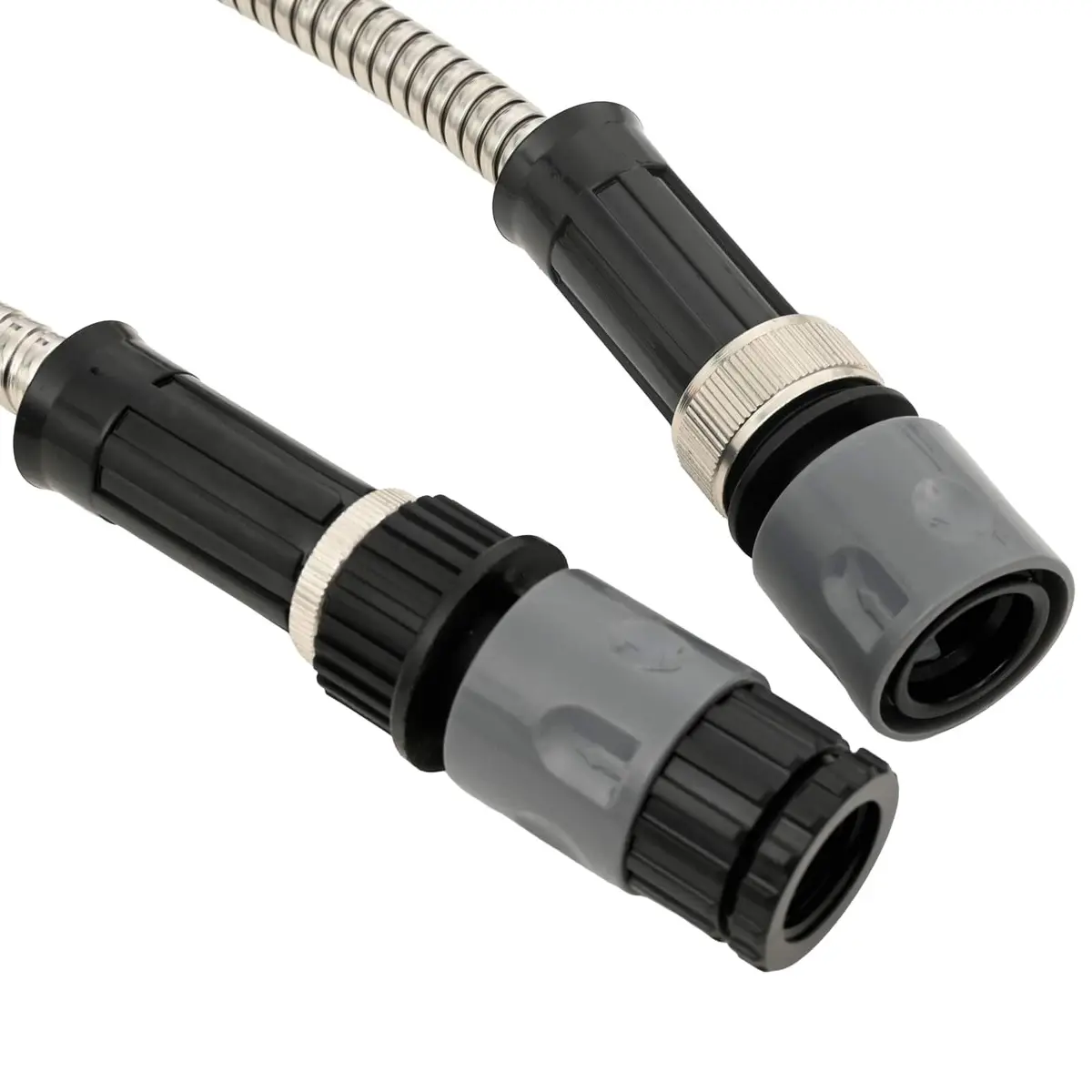 Garden Hose Stainless Steel 15m Silver with 8-Function Spray Nozzle