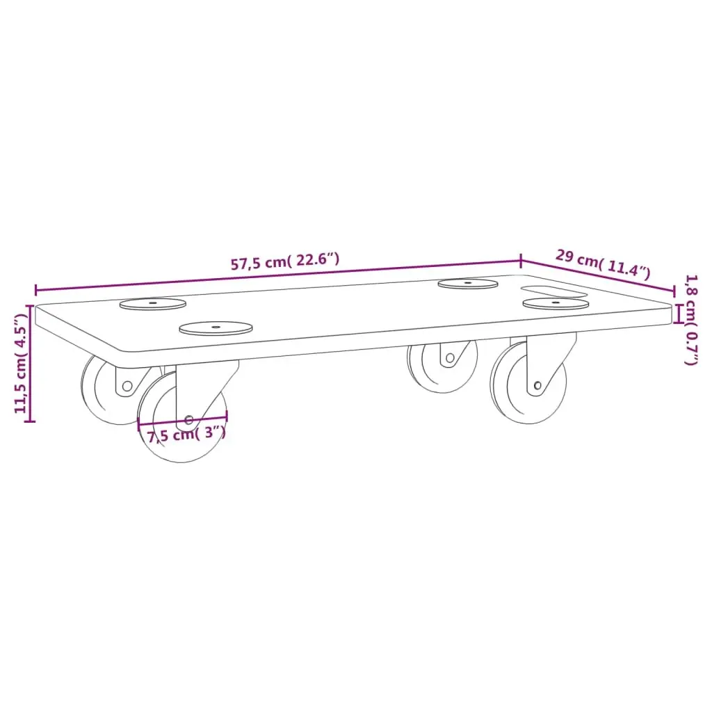 Dolly Trolleys Engineered Wood Rectangular 6 Pack Brown Moving Platform Anti-Slip Castors