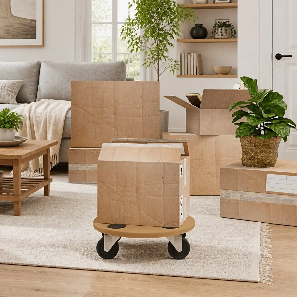 Dolly Trolleys Engineered Wood Round Brown 2 Piece Furniture Moving Platform