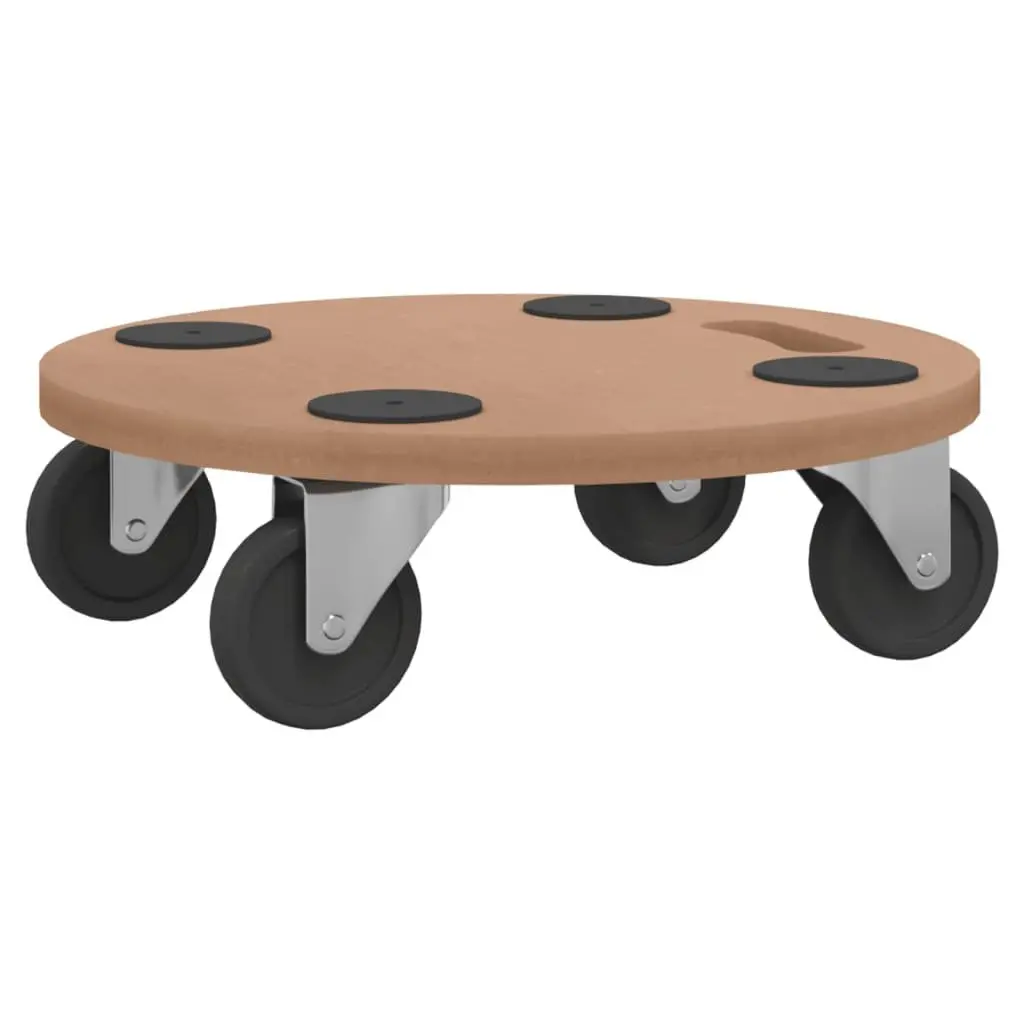 Round Moving Trolley Set Engineered Wood 6 Piece Brown Anti-slip Castors for Furniture Transport