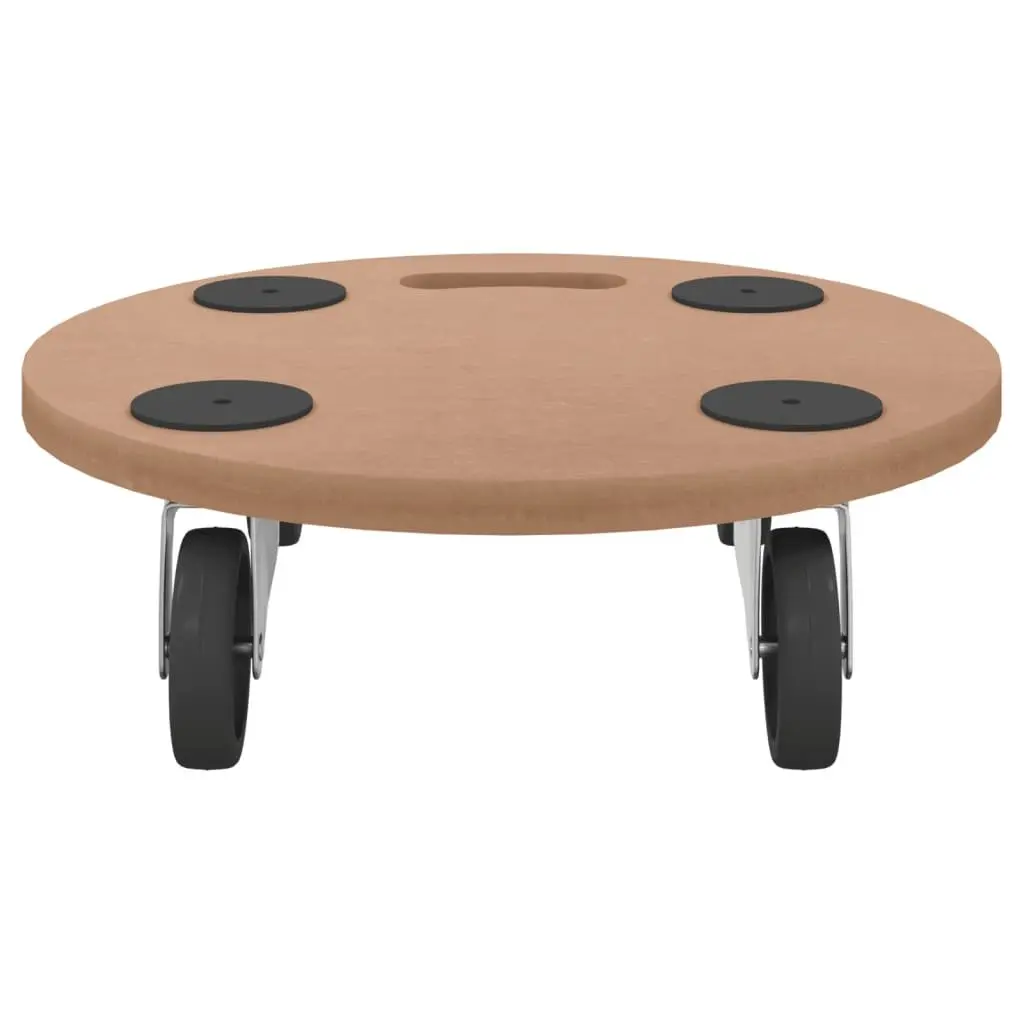 Round Moving Trolley Set Engineered Wood 6 Piece Brown Anti-slip Castors for Furniture Transport