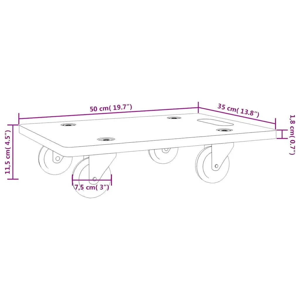 Transport Trolley Plywood Rectangular 50 x 35 x 11.5 cm Grey 2 pcs
