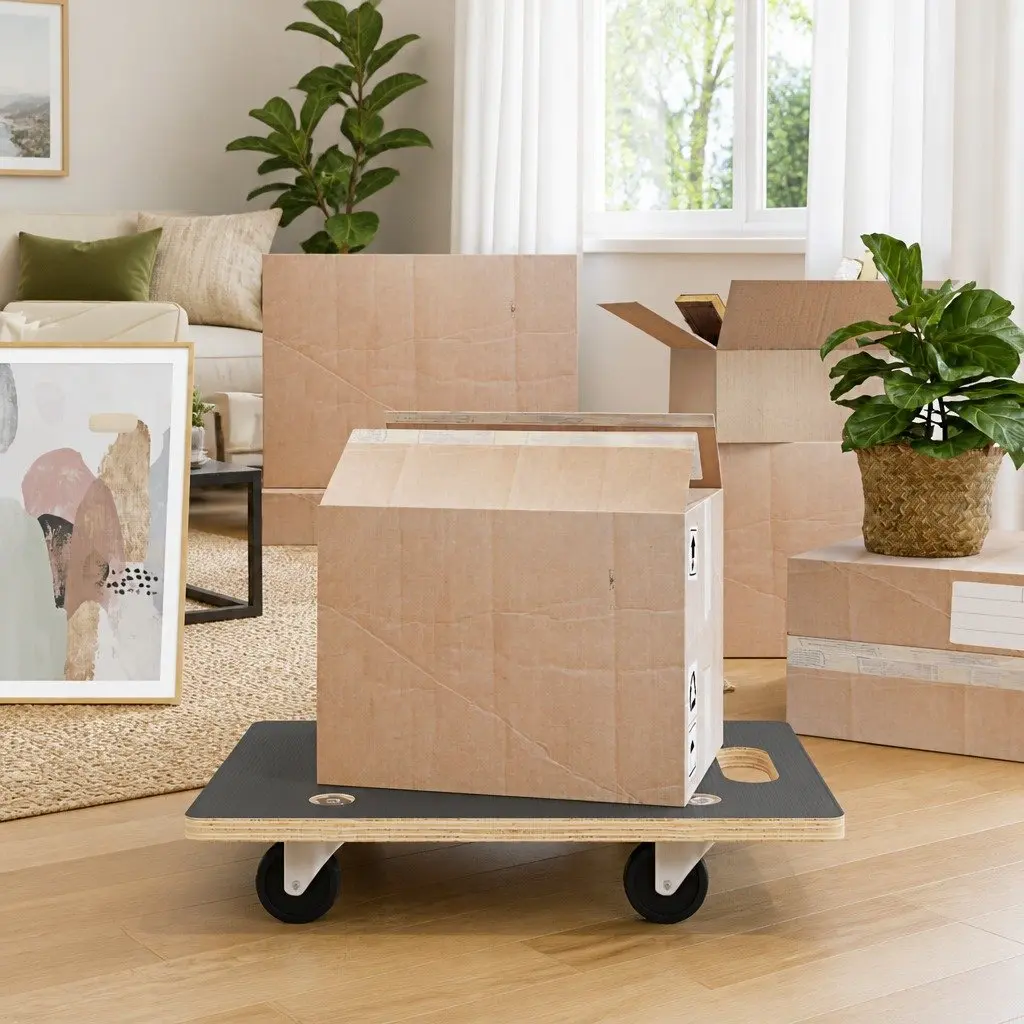 Transport Trolley Plywood Rectangular 60x40x11.5 cm Grey 250 kg Capacity 2 Piece