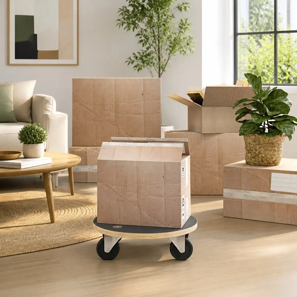 Round Transport Trolley Plywood 38cm Grey