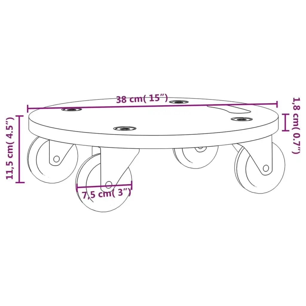 Round Transport Trolley Plywood 38cm Grey